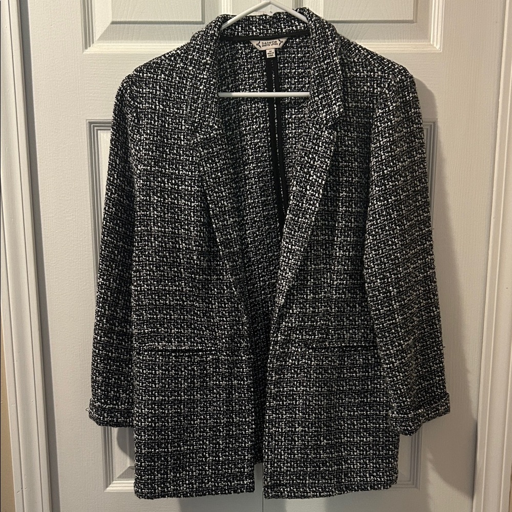 Nanette Lepore Black and White Tweed Blazer Size M
